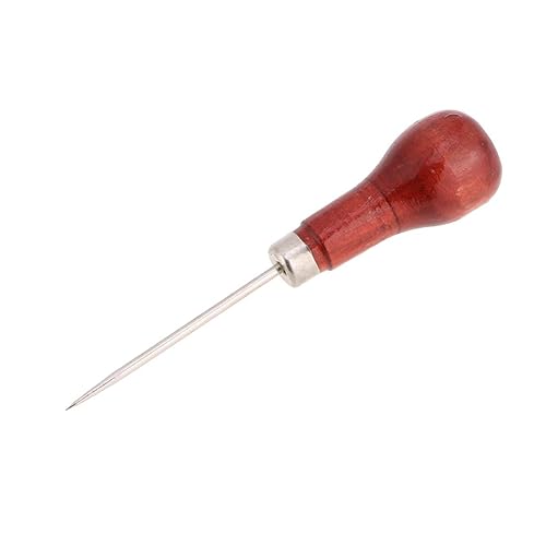 HOODANCOS Professional Leather Stitching Sewing Awl Tool Wood Handle for DIY Repair Crafting