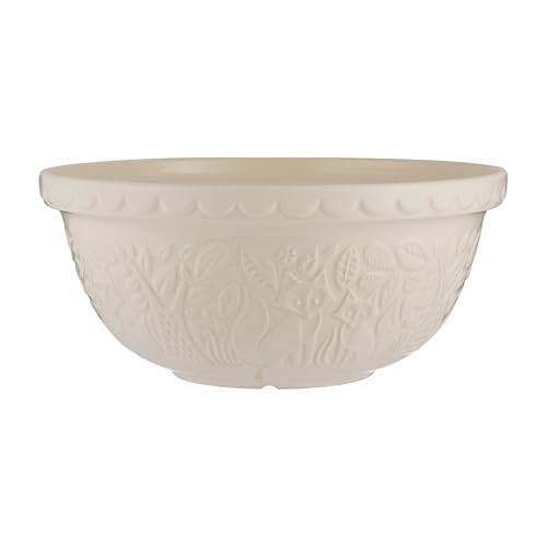 Mason Cash In the Forest S12 (4.25 Qt) Embossed Mixing Bowl | Fox (Cream)