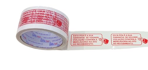 5 rolos de fita adesiva 48x50 branca impressa lacre de segurança