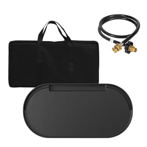 RoadTrip Grill Accessories Cast Iron Griddle for Coleman RoadTrip 285 grill with Bag and 4FT Propane Hose Adapter, Grill Replacement Parts for Coleman Camping Stove