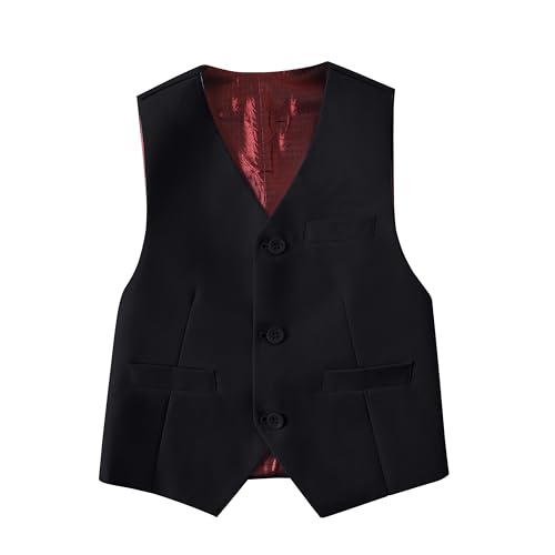 Image of Boys Formal Suit Vest Kids 3 Button Adjustable Back Strap Toddler Vests