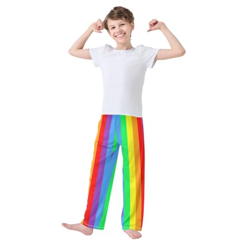 Rainbow Stripe Colorful Pajama Pants with Pockets 6-8Y Rainbow Stripe Colorful2