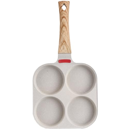 Zerodeko Sartén para Huevos Antiadherente de 4 Agujeros, Sartén Multifunción de 32 Cm Color Claro con Recubrimiento de Piedra, para Panqueques y Tortillas, Apta para Cocina Doméstica