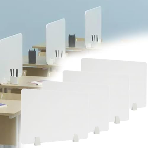 Image of White PVC Desk Free Standing Privacy Panel, Desktop Privacy Panel Divider for Visual Distractions, Partition Board Countertop for Classrooms/Customer Service Center(4PCS,L x H 20 x 16in/50 x 40cm)