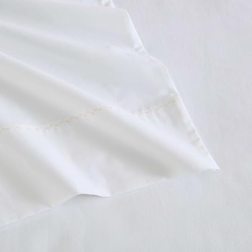 Image of Martha Stewart - Full Size Sheets Set, Crisp & Tailored Cooling Sheets with a Smooth Cotton Percale Lightweight Feel - Bed Sheets with Matching Pillowcases & Fitted Sheet (Lilly Pond Leaf Pink)