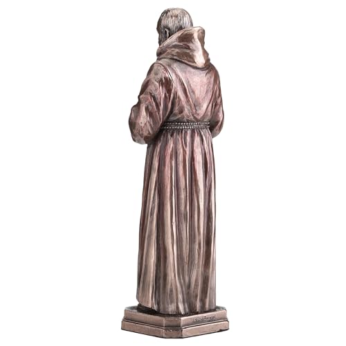 Estatua religiosa Padre Pio 21.5 cm de resina y bronce miniatura 5