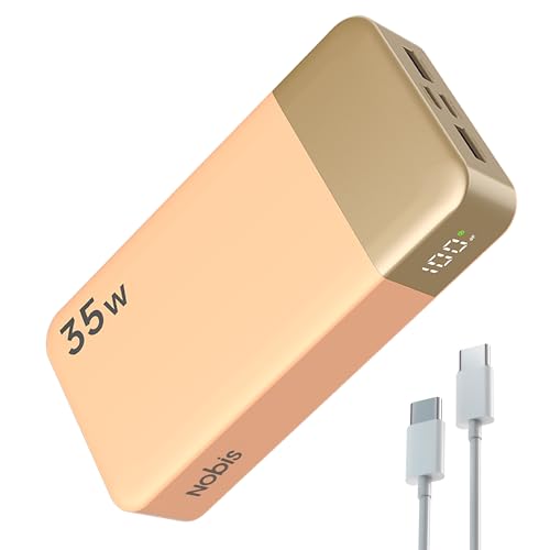 Nobis Cargador Portátil, Fuente de Alimentación Móvil 20000mah, Recarga rápida para Fuente de Alimentación Móvil 35w, Batería con Pantalla Digital para Phone, Android, etc (Naranja)