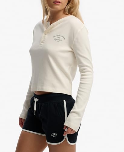 Superdry ATH Ess Button Down Ls Top T-Shirt, Desert Bone Off White, 44 Femmes