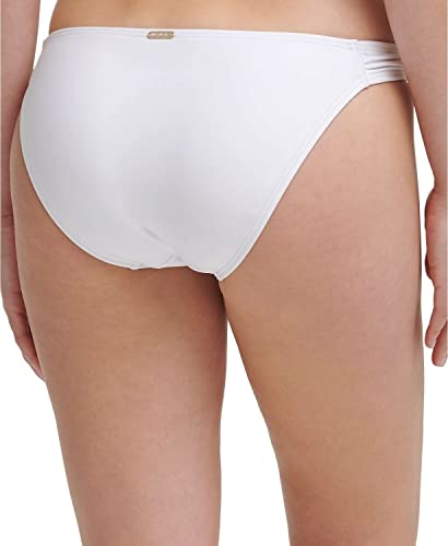 Calvin Klein Women's White Stretch Slider-Detail Lined Moderate Coverage Adjustable Bikini Swimsuit Bottom L #TOP2