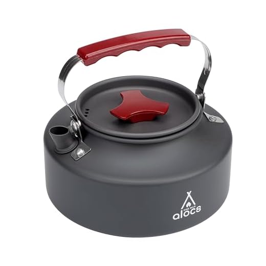 Alocs Chaleira de acampamento de 1L, cafeteira de alumínio para acampamento com bolsa de transporte, bule de chá leve para acampamento, chaleira compacta portátil para atividades ao ar livre,