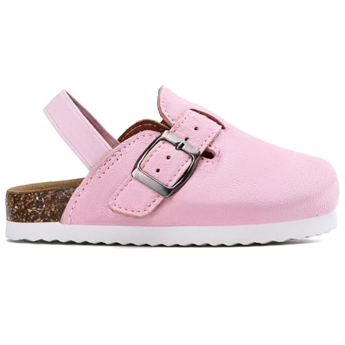 Image of Torotto Kids Suede Clogs Toddler Boys Girls Cork Footbed Clogs with Arch Support & Adjustable Straps for Indoor & Outdoor