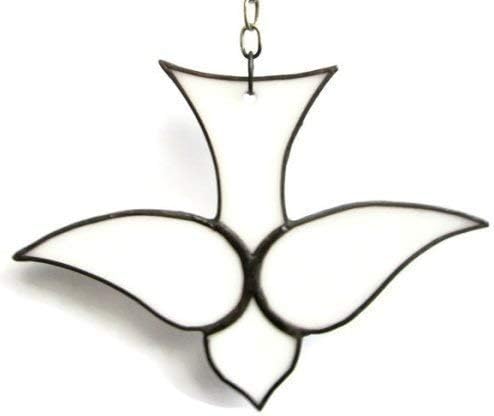 French Protestant Huguenot Cross Panel. Christian Stained Glass Panel for Wall Decor, Window Hanging