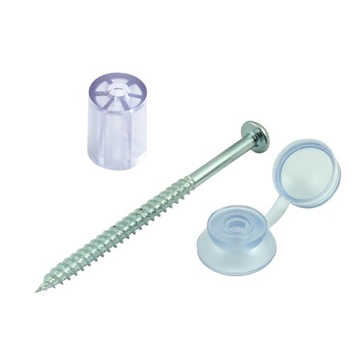 [FIXINGS DIRECT] Corrugated Sheet Fixings - Black Or Clear + Spacers | Plastic Roofing Screws with Caps | Spacers Corrugated Roofing Sheet Screws | Shed Sheets (Clear + Spacers (10x3))