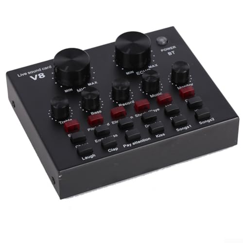 PETSTIBLE V8 Carte son BM800 Ensemble de microphones à condensateur d'entrée de gamme Console portable V8
