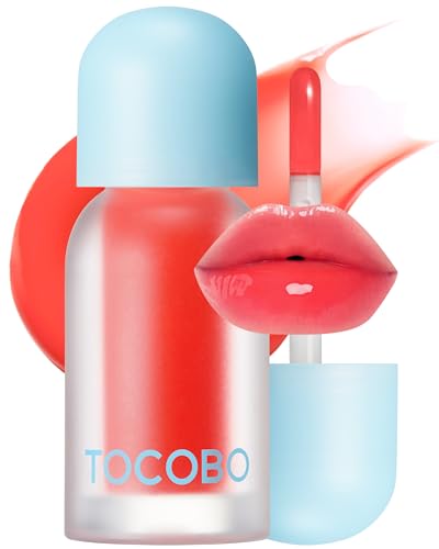 Image of TOCOBO Juicy Berry Plumping Lip Oil 15 Coral Soda - Korean Vegan Hydrating Lip Oil with Plant Oils for High Shine Gloss - Non Sticky Formula for All Skin Tones, 0.12 fl.oz.