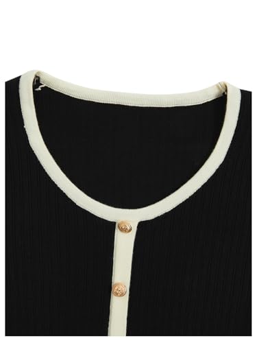 Image of Verdusa Women's Cropped Sweater Old Money Clothes Short Sleeve Lightweight Sweater Fall Trendy Knit Top
