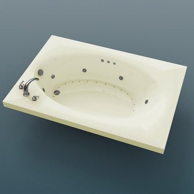 Bermuda 42 x 60 x 23" Rectangular Air and Whirlpool Jetted Bathtub Color/Trim / Tile Flange: Biscuit / Polished Chrome / No