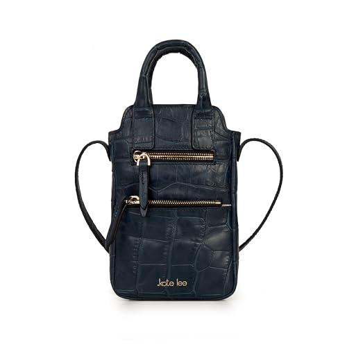 Sac en cuir bleu femme pochette téléphone Kate Lee Velya compact