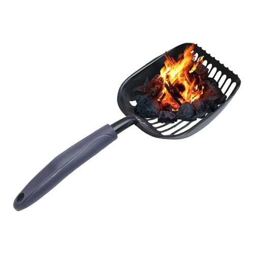 Shurzzesj Herramienta de pala para chimenea, pala de carbón ahuecado, herramientas de parrilla resistentes al calor, suministros portátiles para fogatas al aire libre, rejilla, estufas de leña