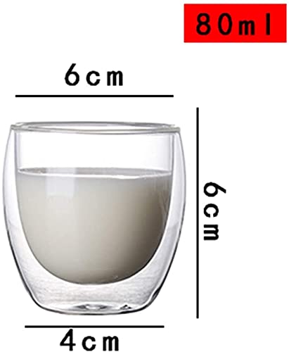 P-PLUS INTERNATIONAL 4 Pack Espresso Cups, 80ml Double Wall Thermo Insulated Espresso Cups, Glass Coffee Cups (Pack of 4) - Image 2