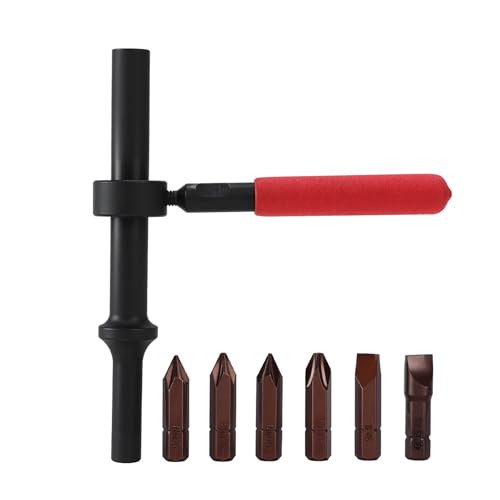 ZOPRLUVI Air Impact Screw Remover Set, Automotive Screw Extractors, Air Impact Screwdriver Tool Pack with 5/16 Hexagonal Bits for Motorcycle Car Rusted Fastener Removal Carbon Steel 18x6x4cm 1Set