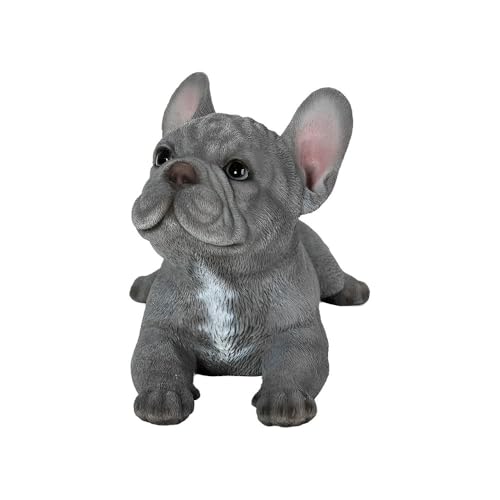 Estatua de Bulldog Francés Acostado en Resin Gris Azul miniatura 2