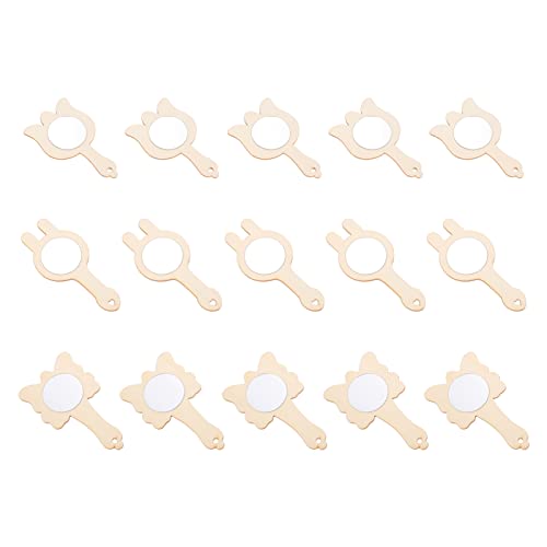ibasenice 15pcs Handheld Mirrors for Boy Girl Crafting Unfinished Mirrors for Creative Projects for Classroom Activities Easy to Store Adorable Designs Khaki