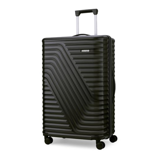 Image of American Tourister Travix | Check-in Trolley Bag (77 cm) | 360 8 Wheel Travel Luggage | Hard Case Polycarbonate Suitcase | Recessed Combination Lock | Black