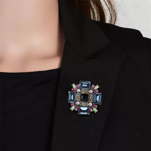 Image of Baroque Rhinestone Brooch Pin for Women Men Vintage Rectangle Crystal Round Ball Victorian Art Deco Brooches Lapel Pins Elegant Dress Accessories Wedding Birthday Jewelry Corsage