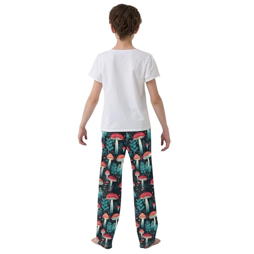 Mushroom Long Pajama Pants Elastic Waist PJ Bottoms with Pockets S A1105594
