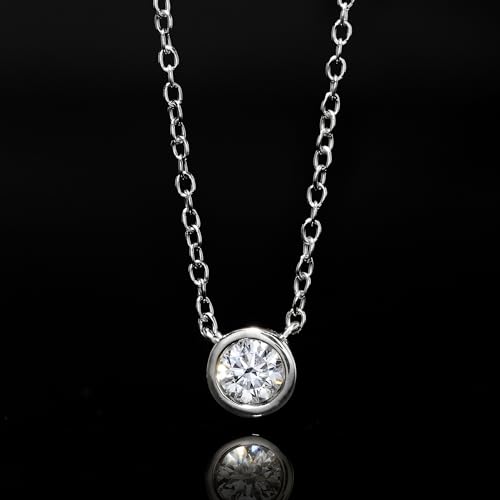 Ross-Simons Bezel-Set Lab-Grown Diamond-Accented Necklace in Sterling Silver. 18 inches - Thumbnail 3