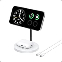 Anker Caricatore Wireless iPhone 15W Supporto di Ricarica Regolabile 2 in 1 con Cavo USB-C da 1,5m...
