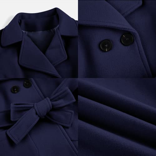 Baby Kids Boys Girls Classic Wool Blend Coat Winter Double Breasted Trench Coat Outwear Pea Coat Jacket With Belt Navy #TOP4