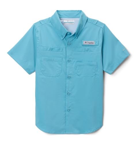 Columbia Boys PFG Tamiami Short Sleeve Shirt, Vintage Blue, Medium