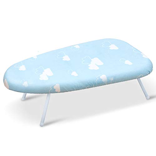 Kavas アイロン台 舟型 コンパクト スタンド式 フック付き 滑り止めマット付き 耐熱省スペース 通気性ニット綿 鋼フレーム アイロンテーブル 卓上 折り畳み式 軽量