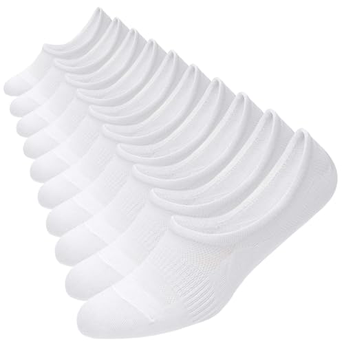 WANDER No Show Socks 10 Pairs Cotton Non Slip Low Cut Invisible Loafer Socks Men&Women Boat Liner 6-8/9-11/12-14