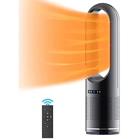 SABYDICAR PTC Bladeless Heater Fan,Remote Control Cooling and Heating Tower Fan,1400W/2000W Space Heater,80° Oscillating/8 Speeds Cold Wind/3 Speeds Heat/8h Timer Cover