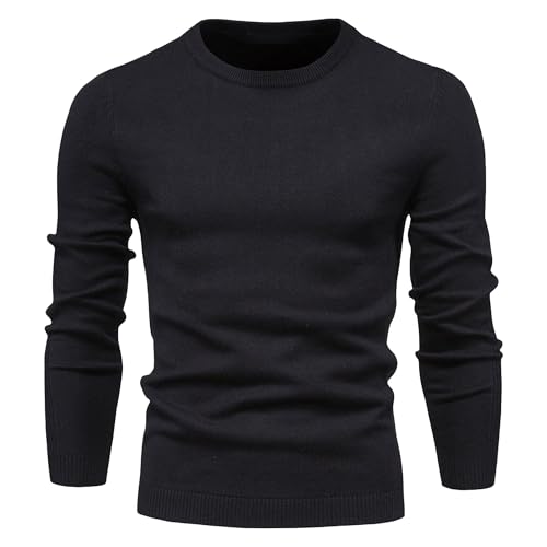 JEKE-DG Men's Crew Neck Knitted Solid Pullover Slim Fit Warm Basic Sweater Casual Long Sleeve Stretch Sweaters