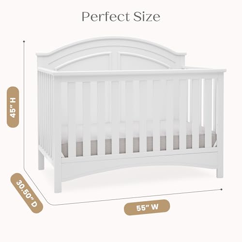 Image of Delta Children Perry 6-in-1 Convertible Crib & Mattress, Bianca White