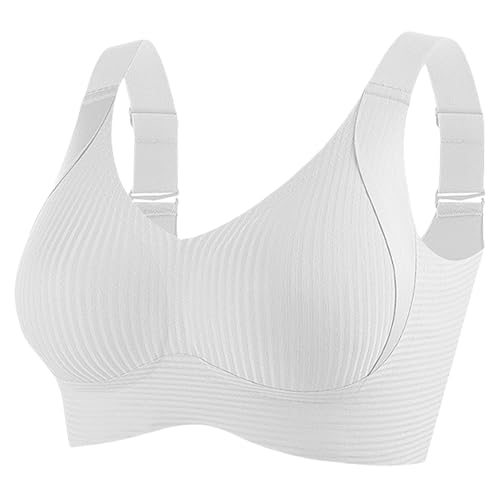 Women's Ribbed Push Up Adjustable Wireless Bra, Adjustable Back Smoothing Push-Up Bras Plus Size