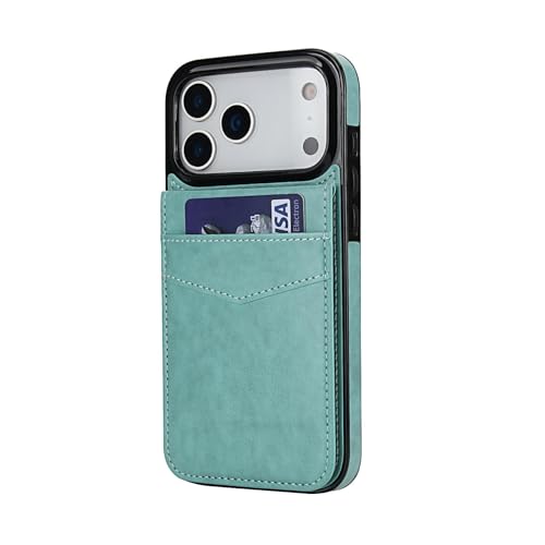 Étui en cuir fin pour iPhone 17 Pro Max clapet premium couleur menthe