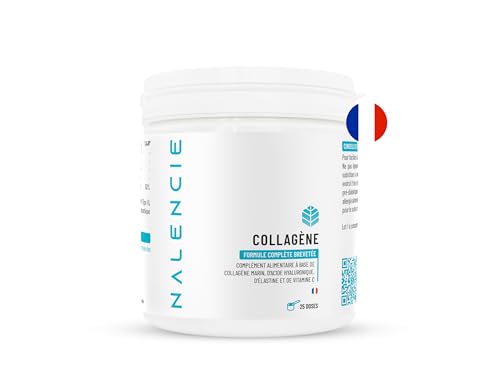 Collagène Marin Breveté Types 1 2 3 + Acide Hyaluronique + Élastine + Vitamine C - 8000mg Peptides de Collagène Hydrolysé par Dose - Peau & Articulations - Fabriqué en France - 208 g