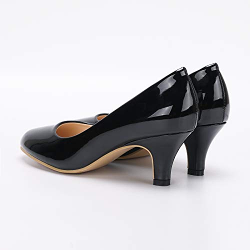 OCHENTA Women's Comfortable Low Kitten Heel Dress Shoes Round Toe Slip On Work Pumps2