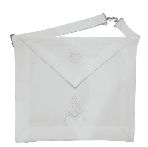 Masonic Master Mason White Apron White Ribbon Square Compass Embroidery