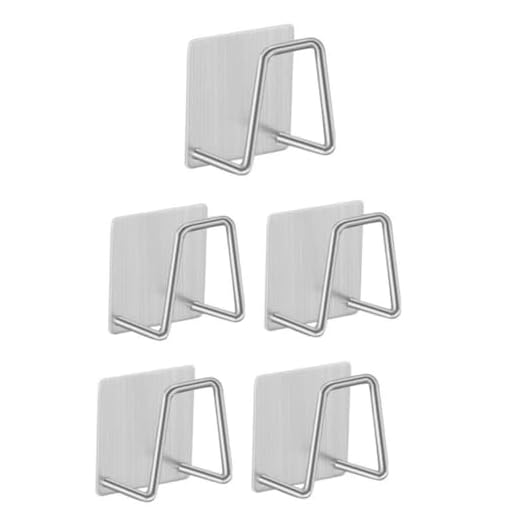 Kit 5 Ganchos Com Adesivo 3M de Aço Inox Anti Ferrugem Organizador Suporte Multifuncional Para Parede Cozinha Banheiro e Lavanderia