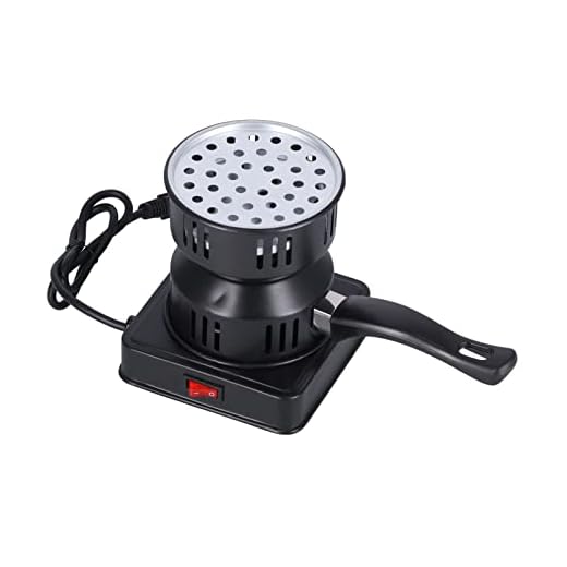 AMONIDA Quemador de Carbón de Cachimba, Enchufe de la UE 220V Operación Segura Portátil Estufa de Carbón de Cachimba Desmontable para Interior para Exterior(Negro, Enchufe Europeo 220V)