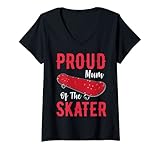 Mujer Orgullosa Mamá Del Patinador, Patineta, Patinaje, Patinador Camiseta Cuello V