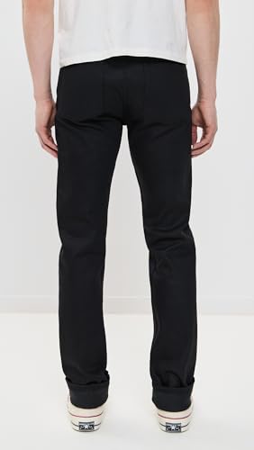 Naked & Famous Denim Men's Weird Guy Tapered Fit Jeans in Black Cobra Stretch Selvedge3