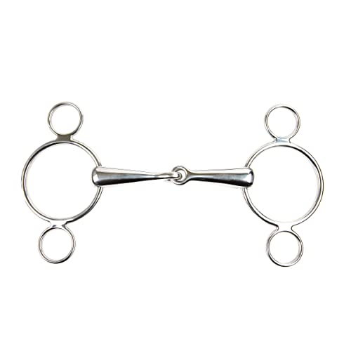 Korsteel Stainless Steel Solid Jointed Mouth 2 Ring Continental Gag Bit, 5.5