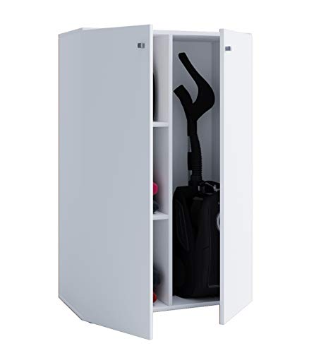 VCM Armoire à balais en bois Aspirateur Armoire domestique Portes articulées Lona L Armoire à balais en bois Aspirateur Armoire de ménage Portes...